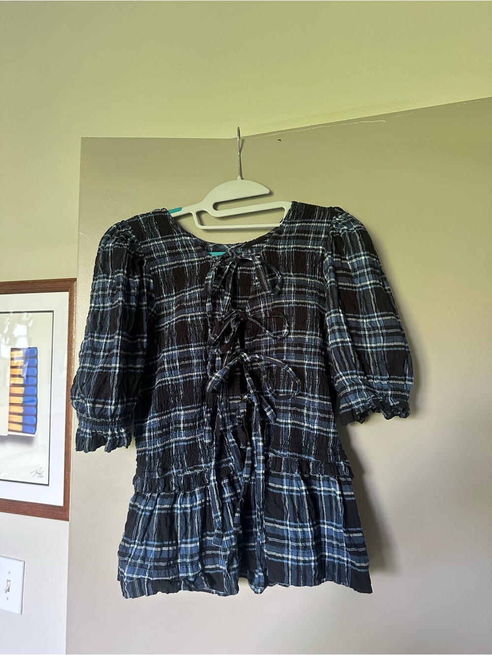 Damson Madder Black & Blue Plaid Top